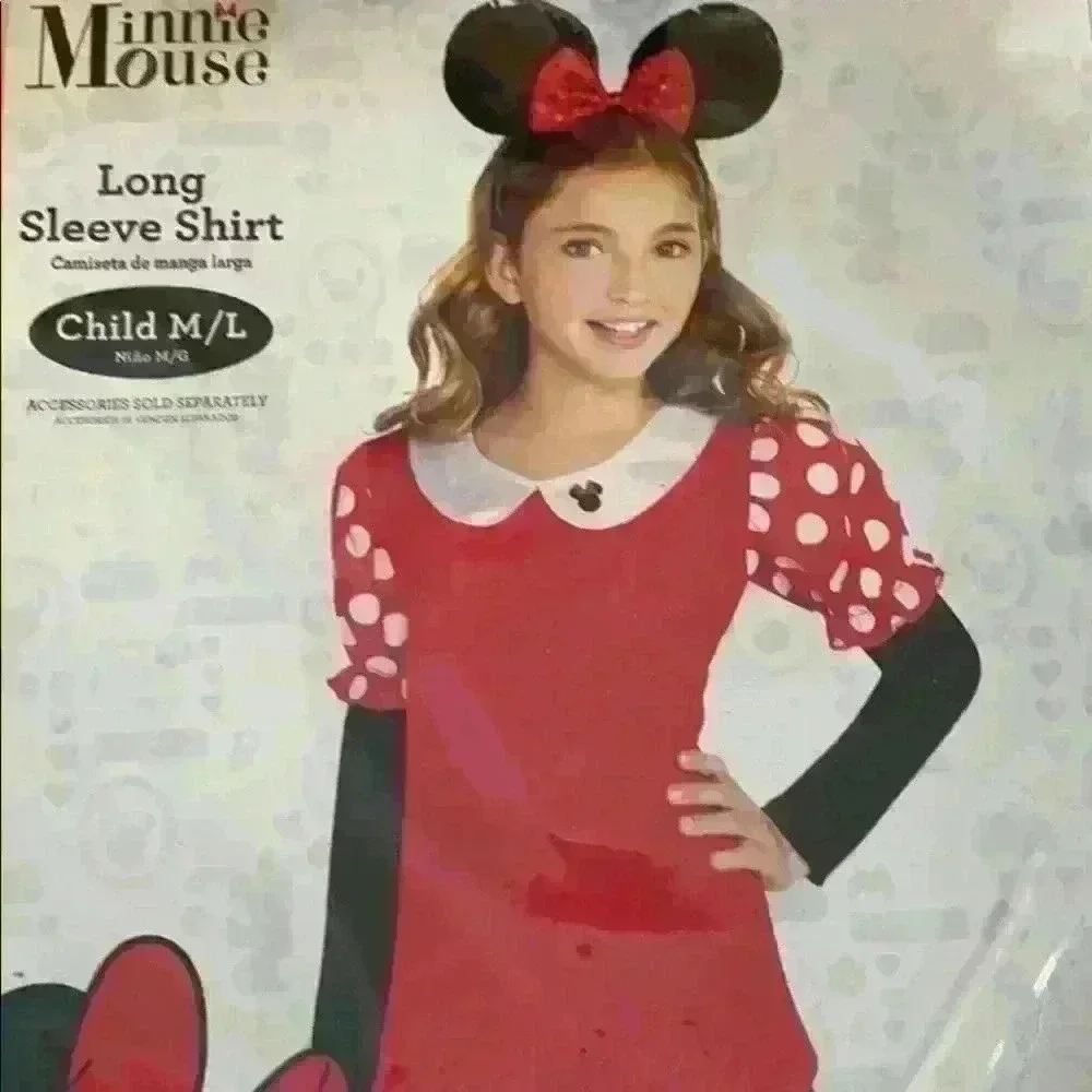 New Minnie Mouse long sleeve shirt. Size s/m and m/l costume